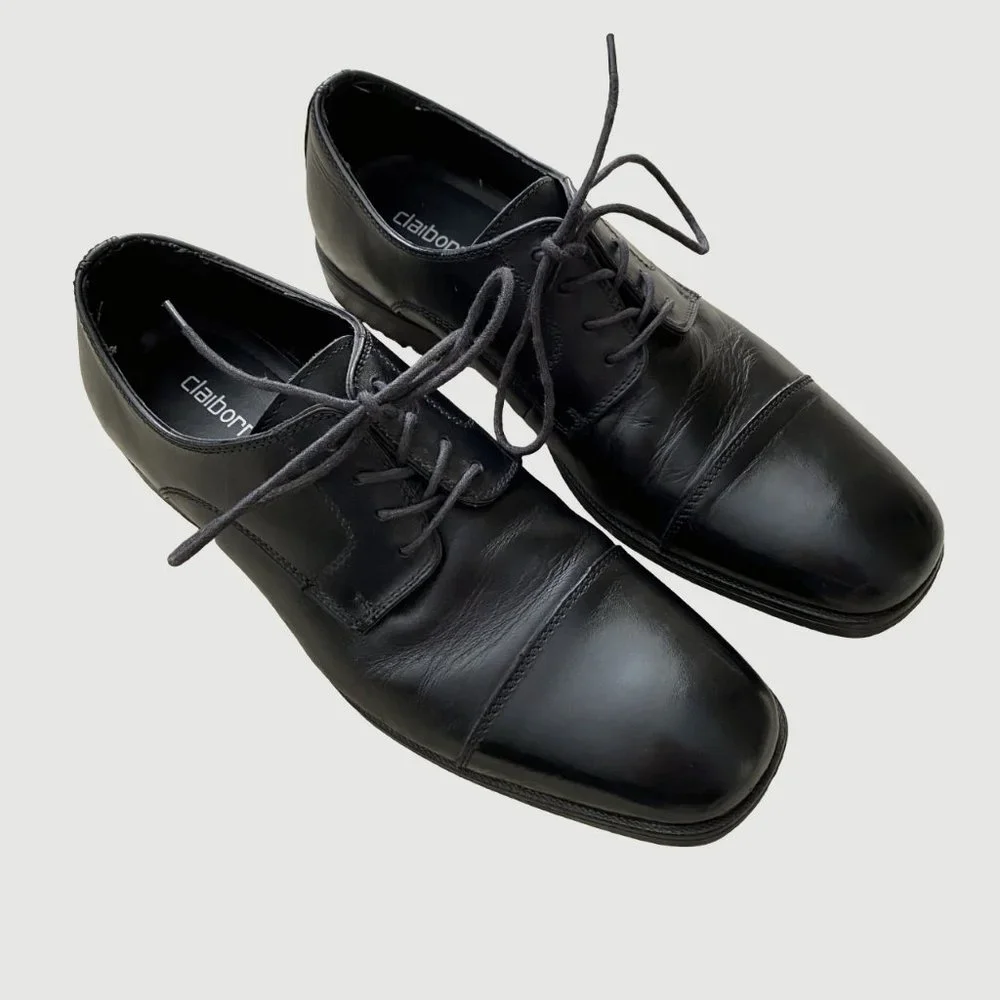 Claiborne Men's dress lace up black shoes size 8.5